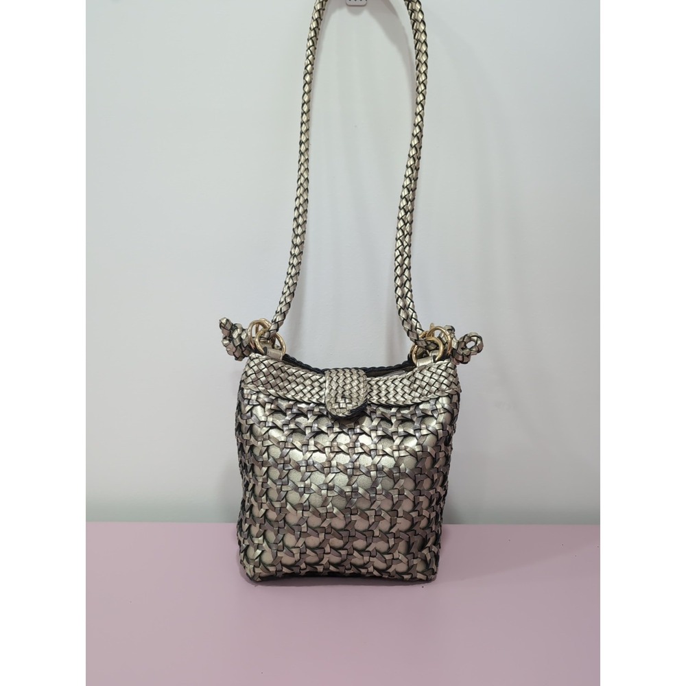 Vintage Braided Metallic Bucket Bag Gold Hardware Beautiful